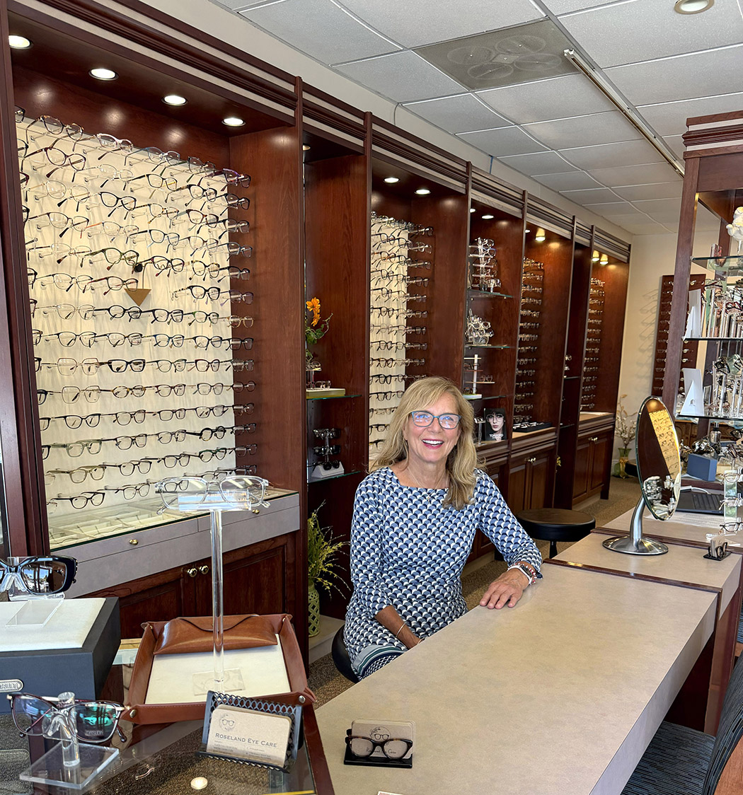 Dawn Morano at the new Roseland Eye Care showroom counter